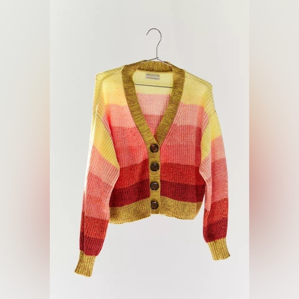 Urban Outfitters Turner Chunky Knit Multicolor Striped Cardigan Size S